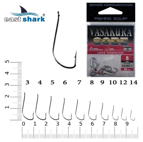 Крючки NEW EastShark Vasakura SODE № 10 BL