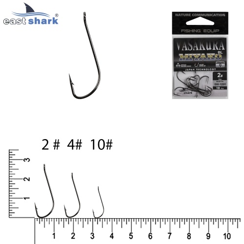 Крючки NEW EastShark Vasakura Miyako черн. № 2 (уп/10 шт)