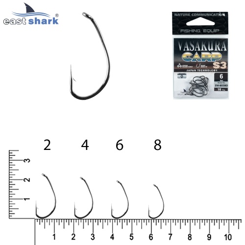 Крючки NEW EastShark Vasakura S3 № 2 BL
