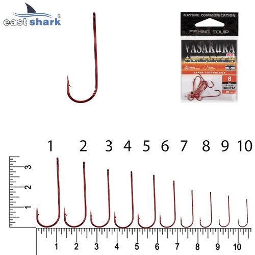 Крючки NEW EastShark Vasakura ABERDEEN RED № 10 (уп/10 шт)